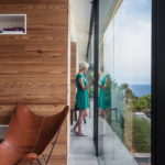 living room with big window in begur costa brava